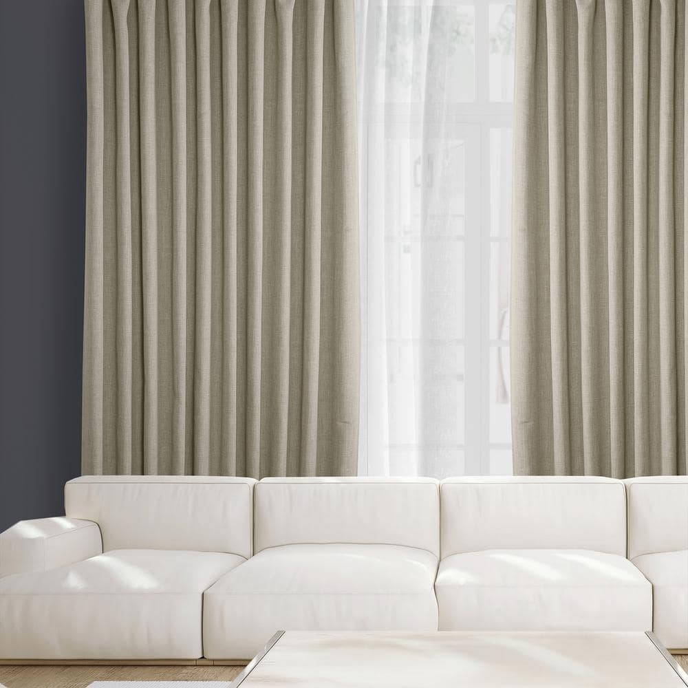 Oatmeal Faux Linen 108'' Room Darkening Window Curtain