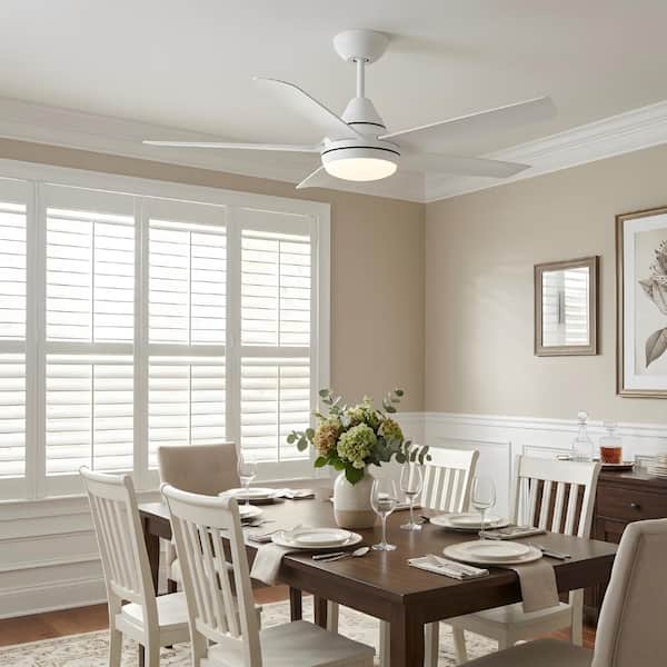 48 in. LED Indoor White Ceiling Fan with Light Kit, Remote Control