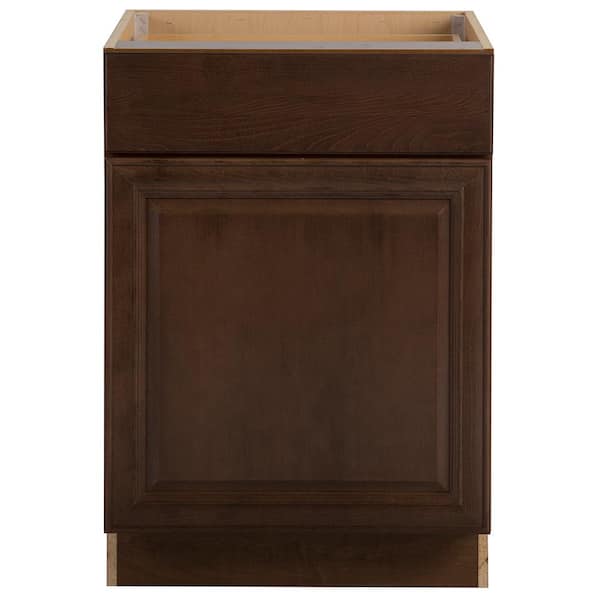 Hampton Bay Benton Assembled 24x34.5x24 in. Base Cabinet with Soft Close Full Extension Drawer in Butterscotch