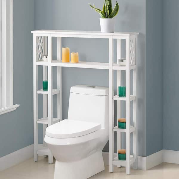 Bathroom Space Saver Over The Toilet Shelved Storage Cabinet Organizer White New 
