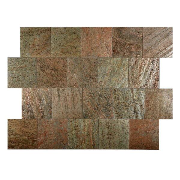 FastStone+ Copper 6 in. x 6 in. Slate Peel and Stick Wall Tile (5 sq. ft. / pack)