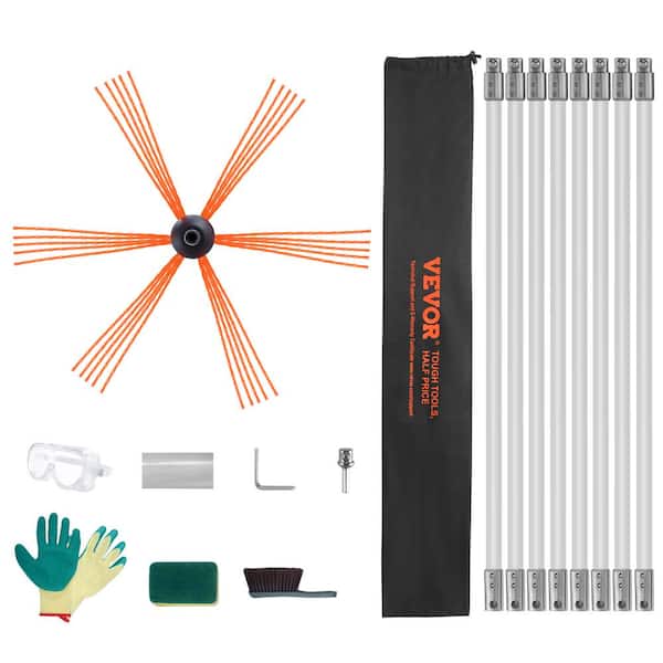 26 Ft. Chimney Sweep Kit w/8 Reinforced Nylon Flexible Rods 360-Degree Cleaning Brush Chimney Cleaner