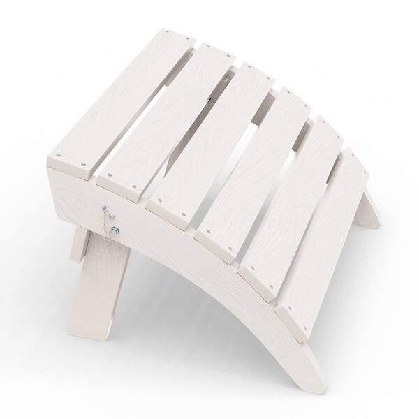 JEAREY HDPE Folding Plastic Outdoor Ottoman for Adirondack in White