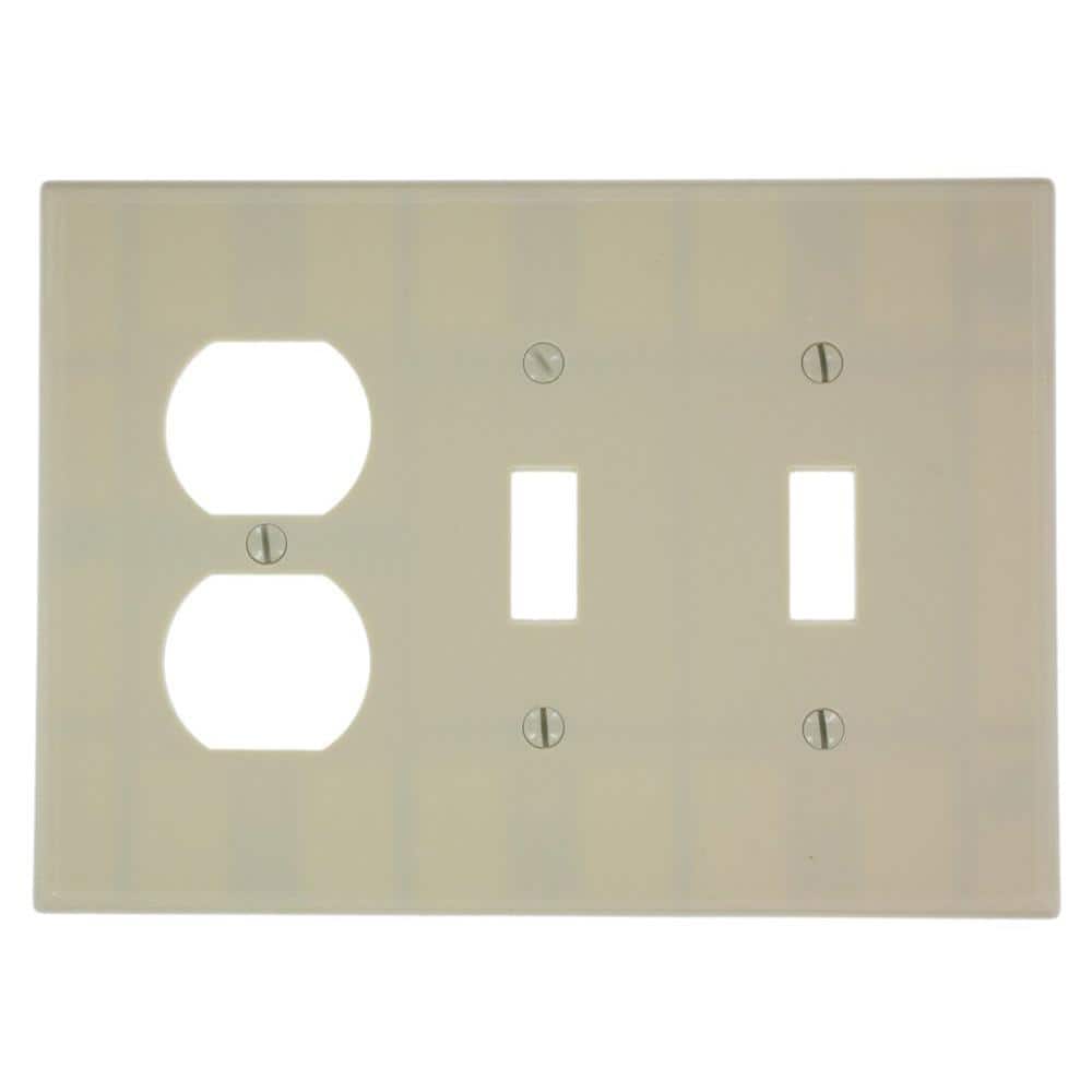 Ivory Thermoset Plastic 3-Gang Combination Wall Plate