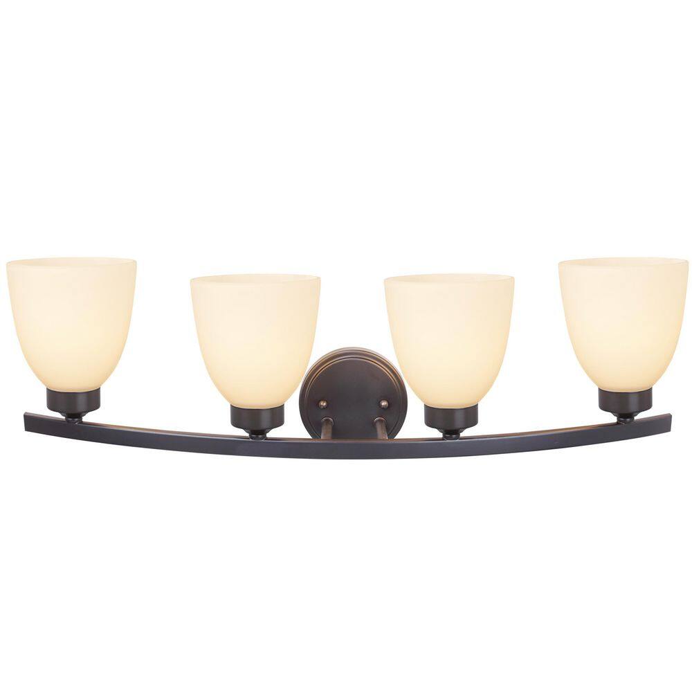 Oil Rubbed Bronze 4-Light Vanity Fixture with Frosted Glass Shades