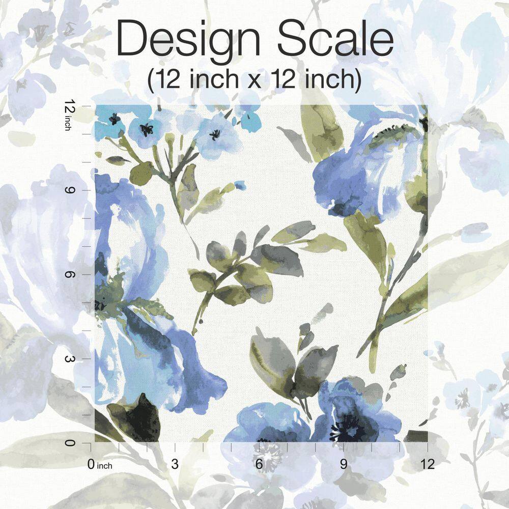 Blue Floral Self-Adhesive Peel and Stick Wallpaper Roll