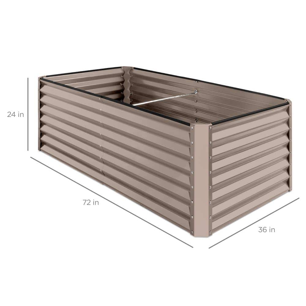 Taupe 6x3x2ft Outdoor Steel Raised Garden Bed Planter Box