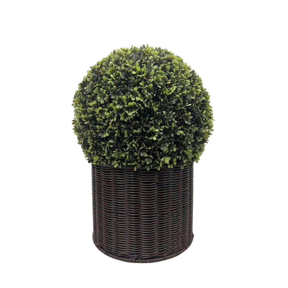 Cesicia 20 in. Artificial Ball Spiral Topiary in Woven Pot for Home and Office B111ArtiP1 The