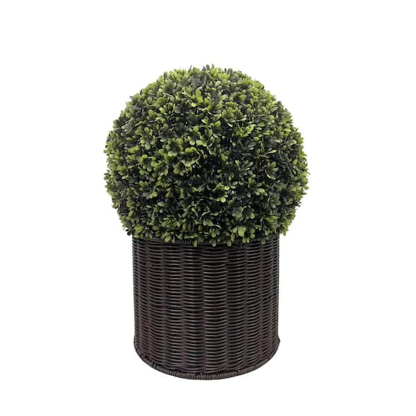 Cesicia 20 in. Artificial Ball Spiral Topiary in Woven Pot for Home and Office