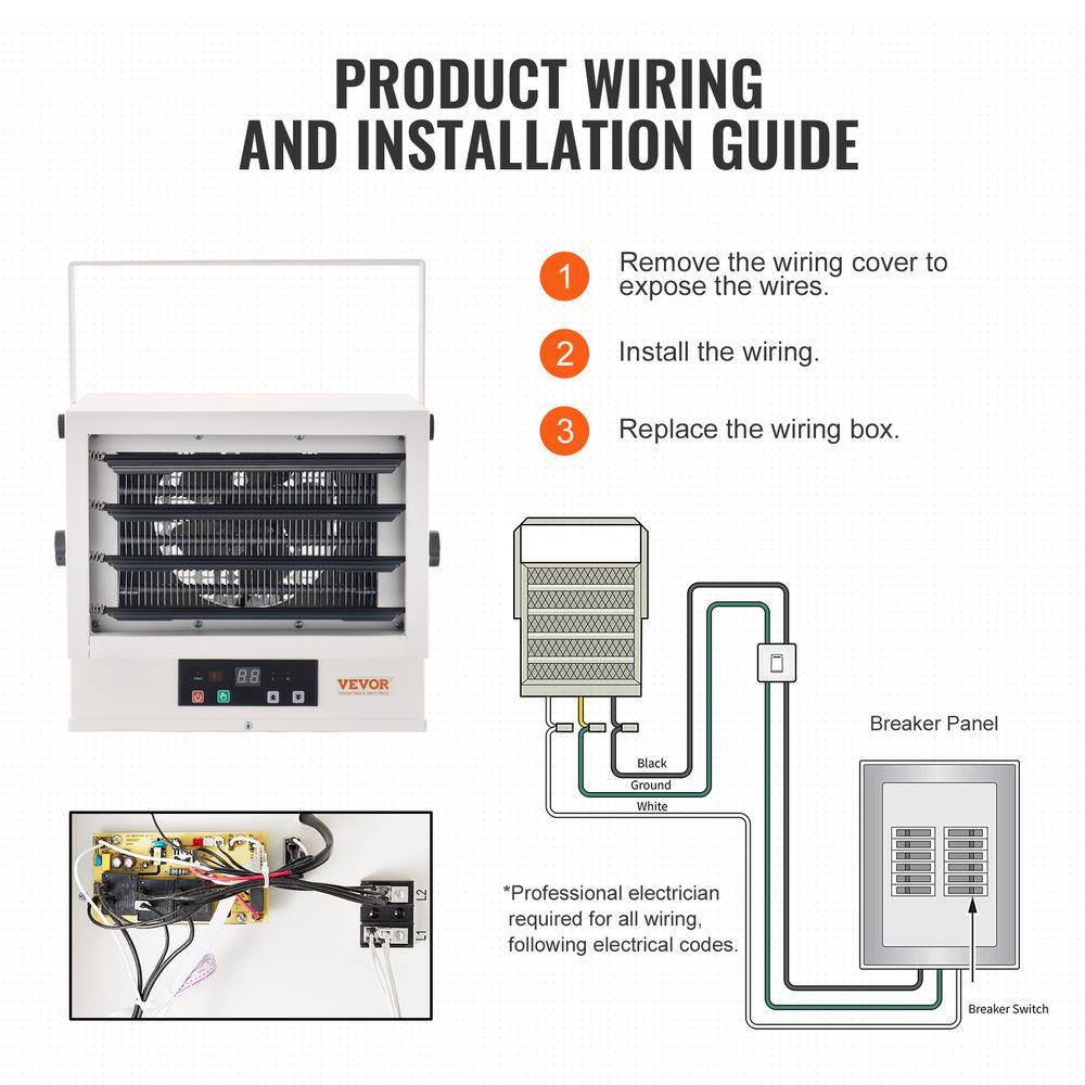 5000-Watt Black Electric Garage Heater with Digital Controls and Remote