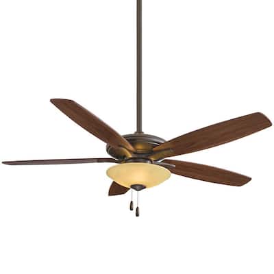 Mojo 52 in. Integrated LED Indoor Oil Rubbed Bronze Tea Stain Glass Ceiling Fan with Light Kit