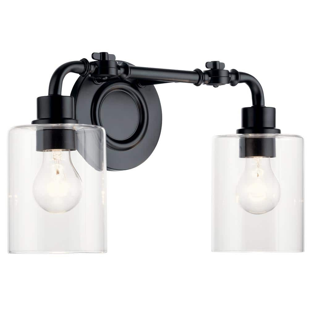 KICHLER Gunnison 17 in. 2-Light Black Vintage Bathroom Vanity Light ...