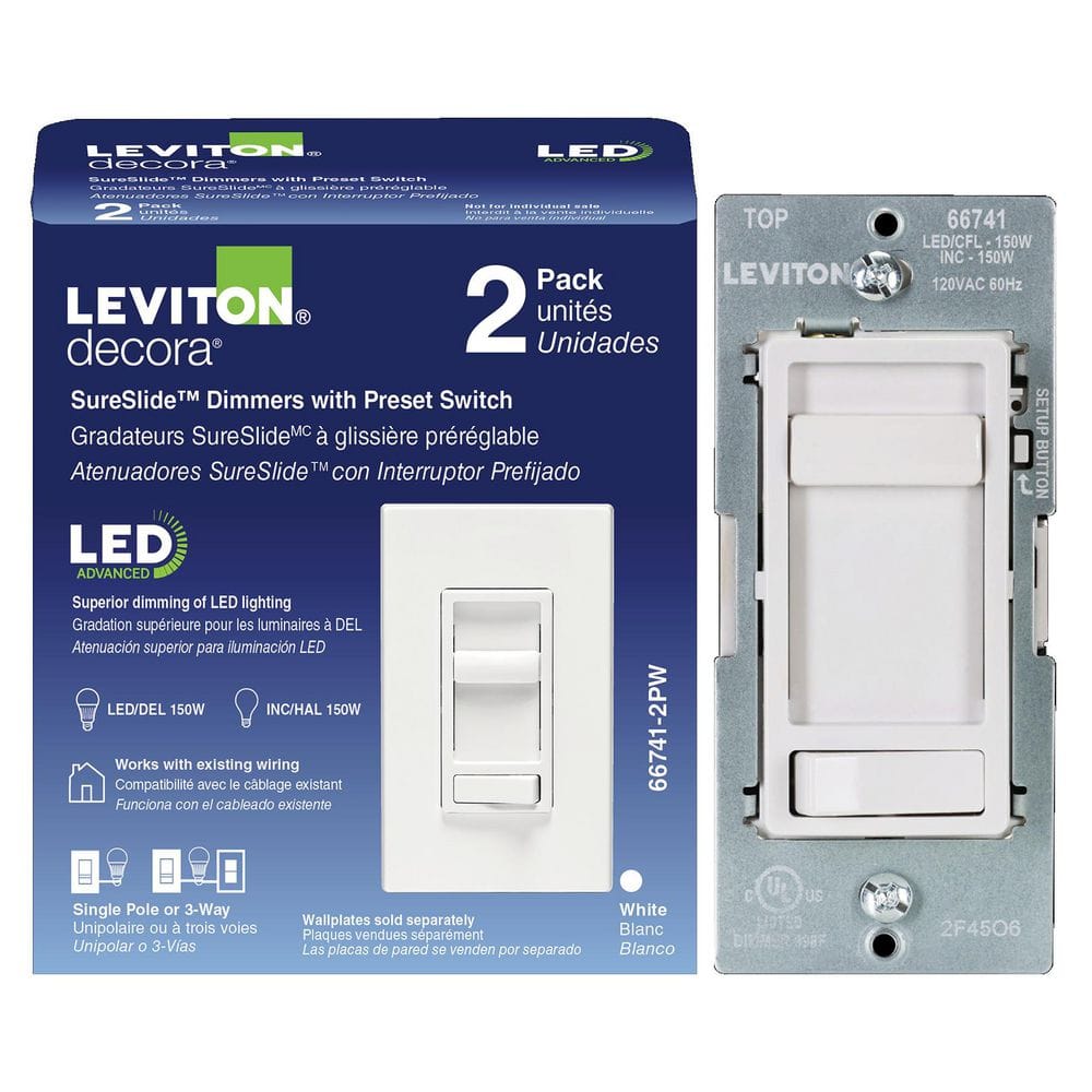 Leviton SureSlide LED Advanced White Dimmer Switch for LED and