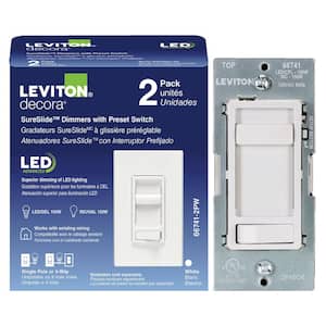 SureSlide LED White Dimmer Switch for LED and Incandescent Bulbs, 150-Watt Single Pole/3-Way 2-Pack 66741-2PW