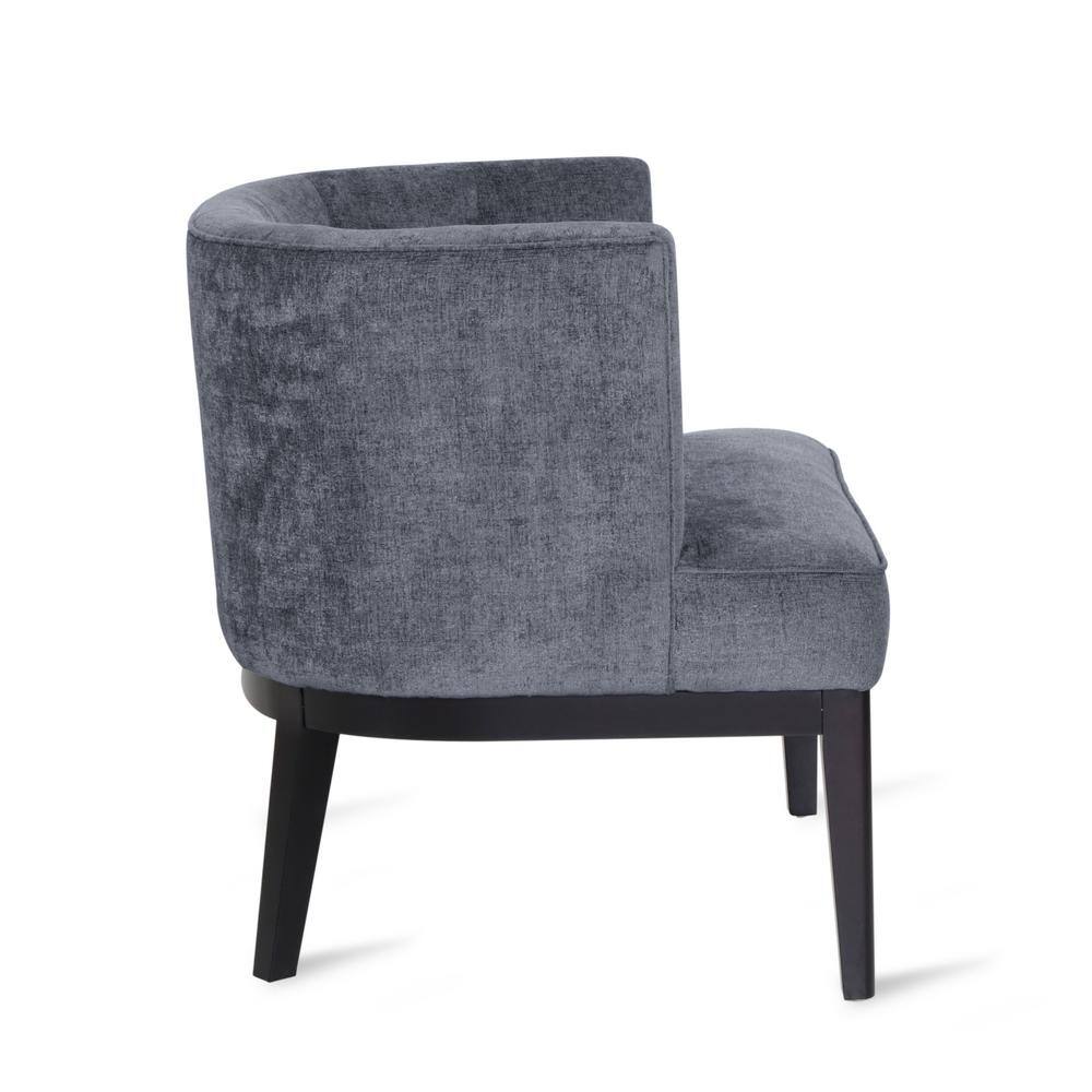 Charcoal and Dark Brown Faux Leather Barrel Accent Chair
