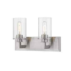 Bryant 16 in. 2-Light Brushed Nickel Vanity Light with Glass Shade 734 ...