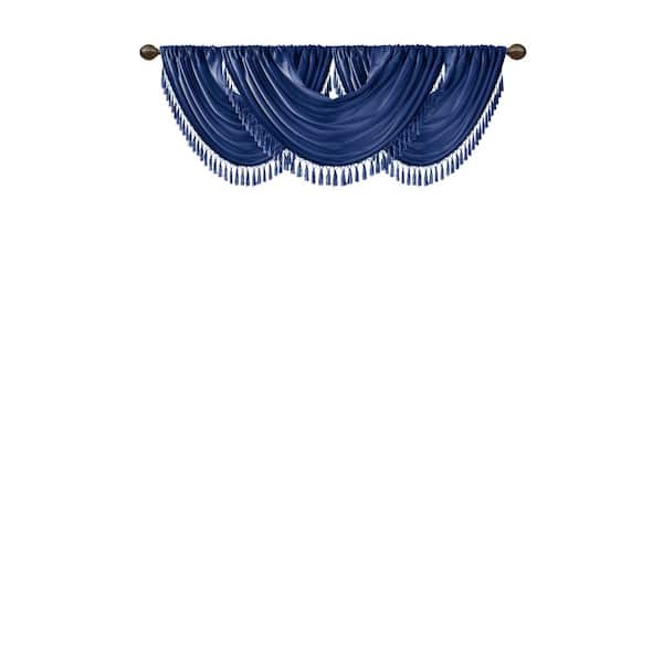 Madison Park Juline 46 in. L x 38 in. W in Navy Polyester Light Filtering Valance