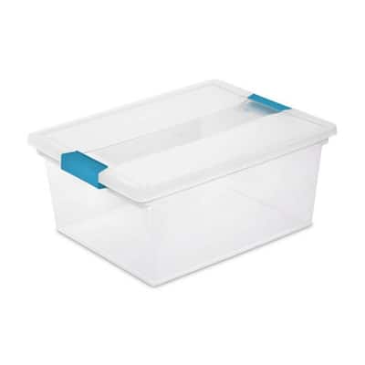 Deep Clip Box Clear Plastic Storage Bin Container with Lid (20-Pack)