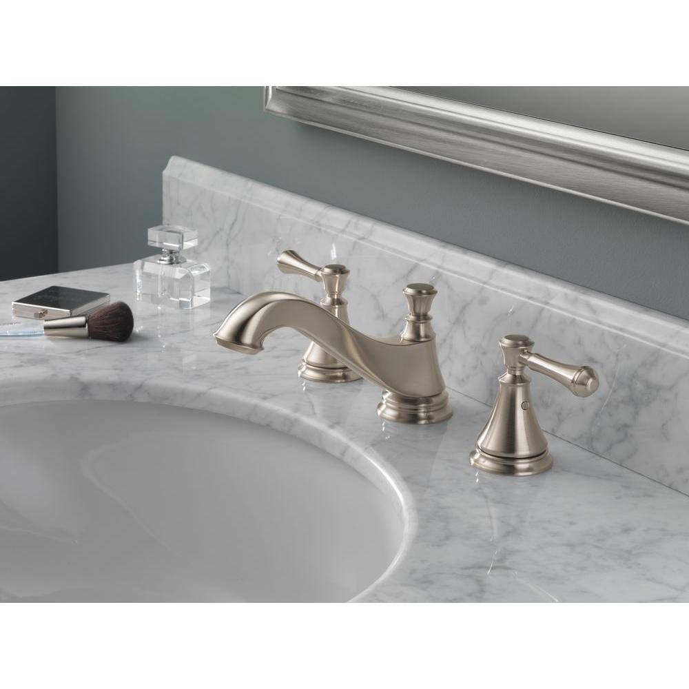 Stainless Steel Widespread Bathroom Faucet with Drain Assembly