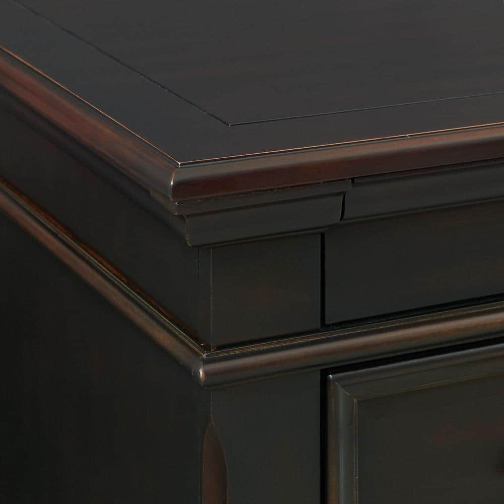 Brooks Black Poplar 3-Drawer Nightstand with USB Ports