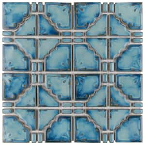 Moonbeam Diva Blue 11-3/4 in. x 11-3/4 in. Porcelain Mosaic Tile (9.8 sq. ft./Case)