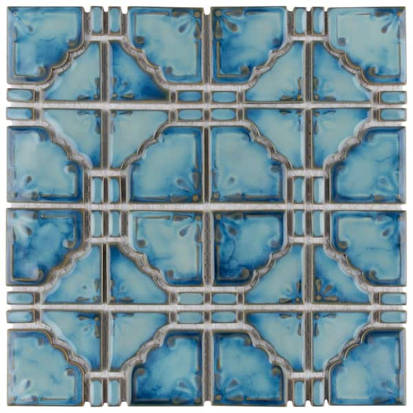 Merola Tile Moonbeam Diva Blue 11-3/4 in. x 11-3/4 in. Porcelain Mosaic Tile (9.8 sq. ft./Case)