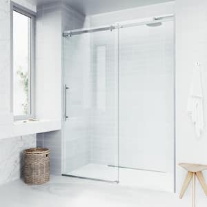 Luca 56 to 60 in. W x 79 in. H Sliding Frameless Shower Door in Chrome with 3/8 in. (10mm) Clear Glass