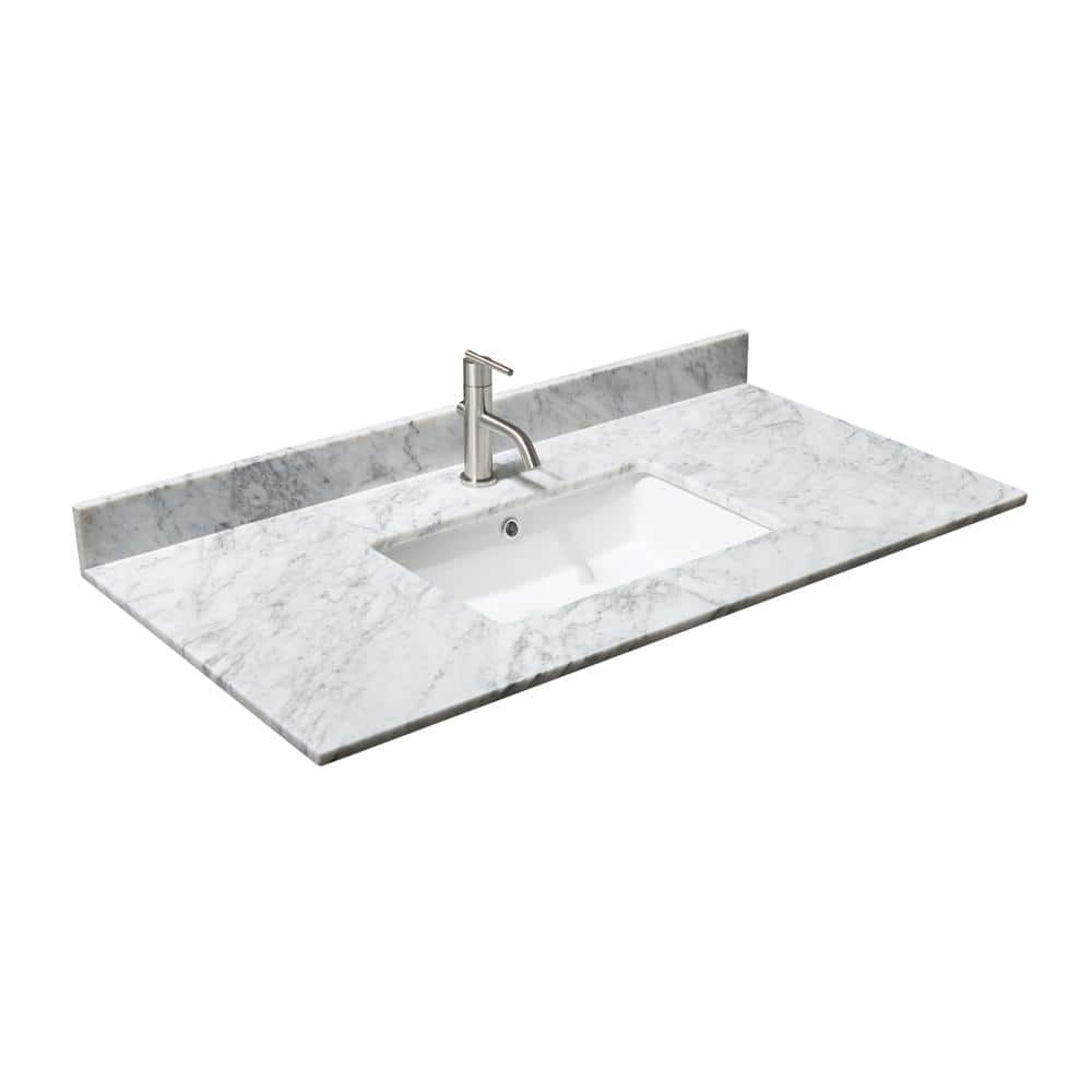 Maroni 42" Light Straw Bathroom Vanity with White Carrara Marble Countertop