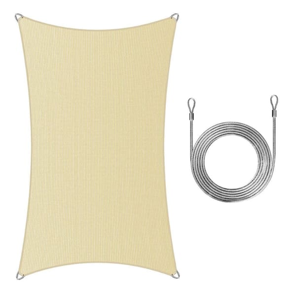 AMGO 22 ft. x 24 ft. Rectangle Pro Ring Sun Shade Sail with Rope-Beige