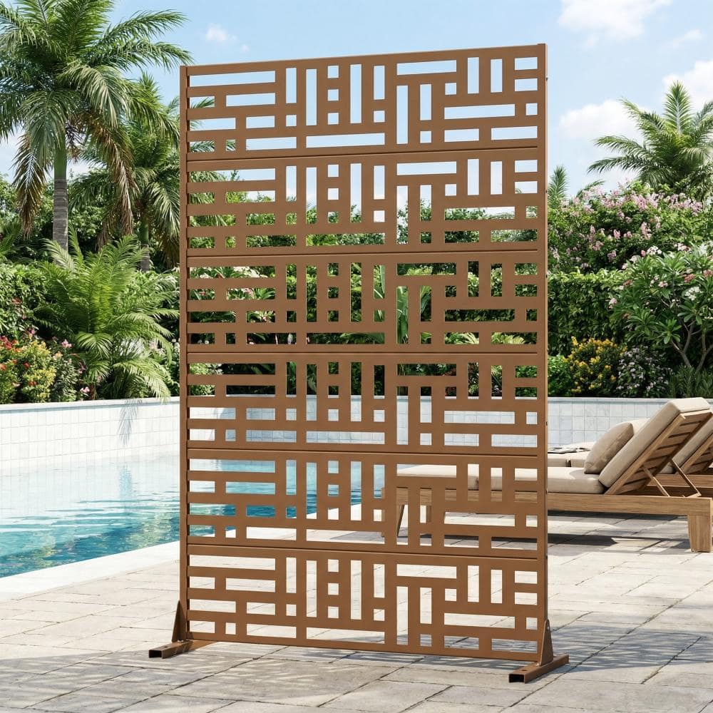 47 in. W x 72 in. H Brown Galvanized Steel Freestanding Interlocking Block Cut Garden Privacy Screen (1-Pack) price history on PriceWatchPro