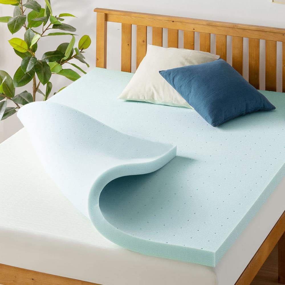 Sleep Innovations 2 Cooling Gel Memory Foam Mattress Topper Twin Blue  F-TOP-13220-TW-WHT - Best Buy