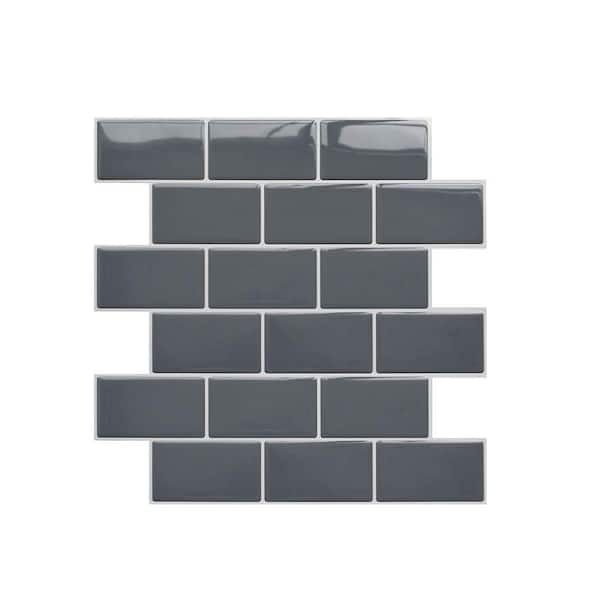 Dark Gray 12 in. x 12 in. Vinyl Peel and Stick Backsplash 10-Pack