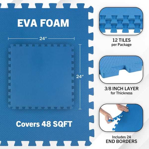 Stalwart Interlocking Blue 25 in. W x 25 in. L x 0.5 in Thick