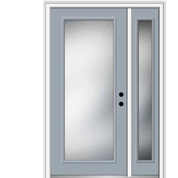 MMI Door 51 in. x 81.75 in. Micro Granite Left-Hand Inswing Full Lite Decorative Painted Fiberglass Smooth Prehung Front Door