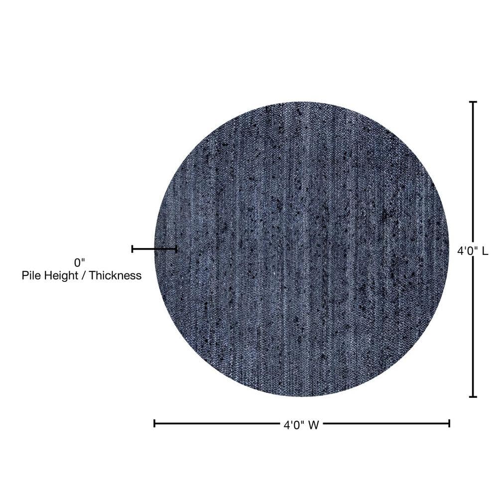 Handmade Navy Round Jute Area Rug, 4'