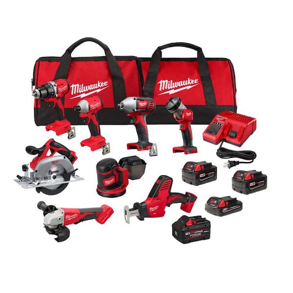 M18 18V Lithium-Ion Cordless Combo Kit (8-Tool) with (4) Batteries, Charger and Tool Bag