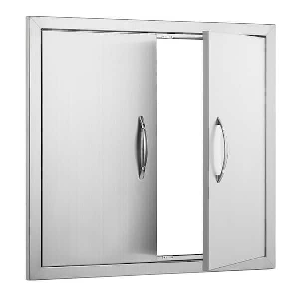 Double Outdoor Kitchen Door 26 in. W x 24 in. H BBQ Access Door Stainless Steel Flush Mount Door with Handles