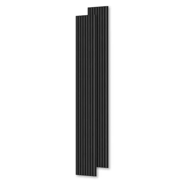 0.9 in. x 1.05 ft. x 8.86 ft. Black Acoustic/Sound Absorb 3 D Oak Overlapping Wood Slat Decorative Wall Paneling 2-Pack