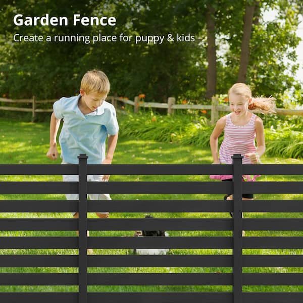 39 in. Tall No Dig Steel Garden Fence Or Outdoor Dog Fencing, Black