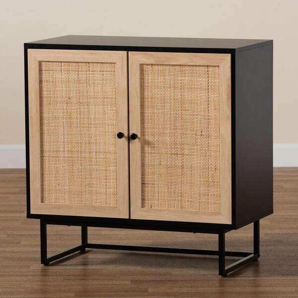 Baxton Studio Declan Espresso Brown and Black Storage Cabinet 221