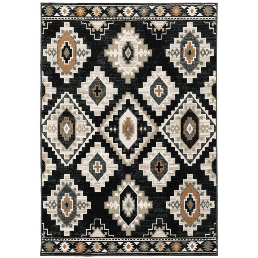 Gracie Charcoal/Ivory 10 ft. x 13 ft. Southwest Area Rug