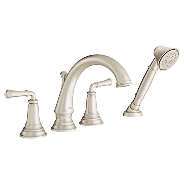 American Standard Delancey 2-Handle Deck-Mount Roman Tub Faucet with Hand Shower in Brushed Nickel