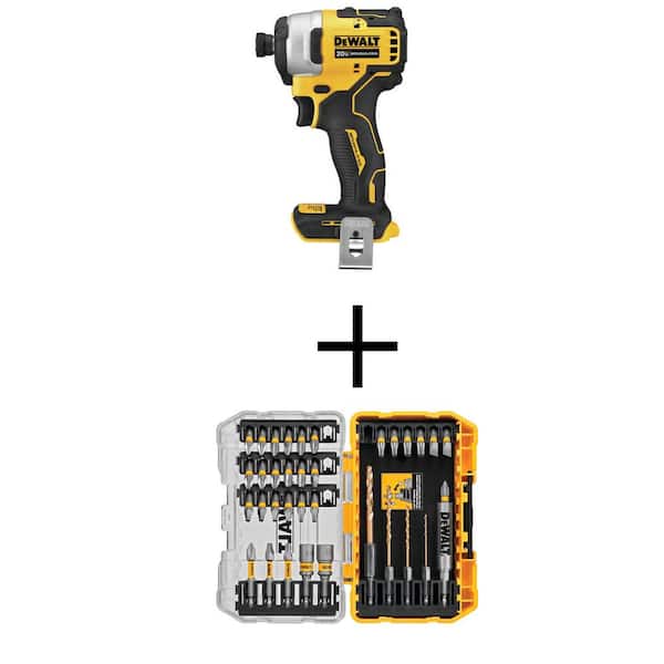 DEWALT ATOMIC 20V MAX Cordless Brushless Compact 1/4 in. Impact Driver and MAXFIT Screwdriving Set (35-Piece)