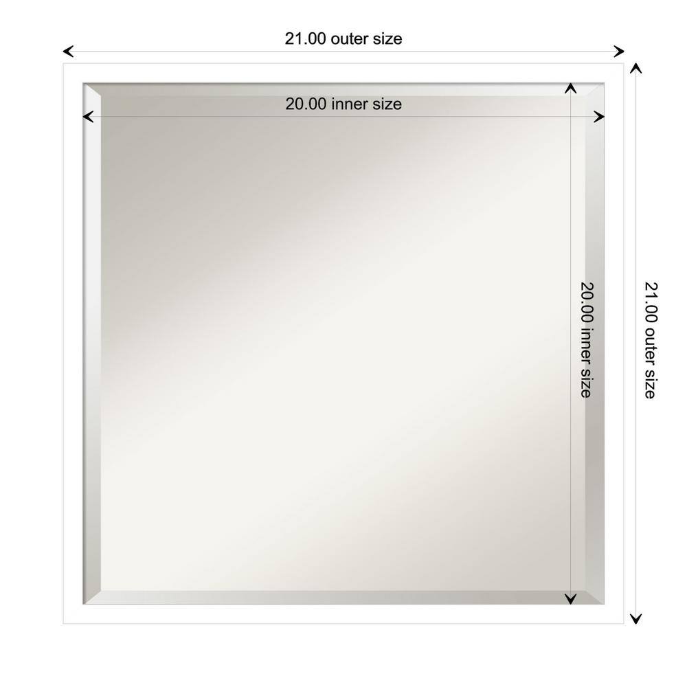 Svelte White 21x21 Inch Modern Wood Bathroom Vanity Mirror