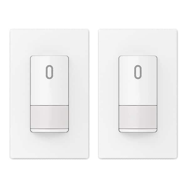 Single-Pole Occupancy Sensor, PIR Infrared Motion Activated Wall Switch, Matte White (2-Pack)
