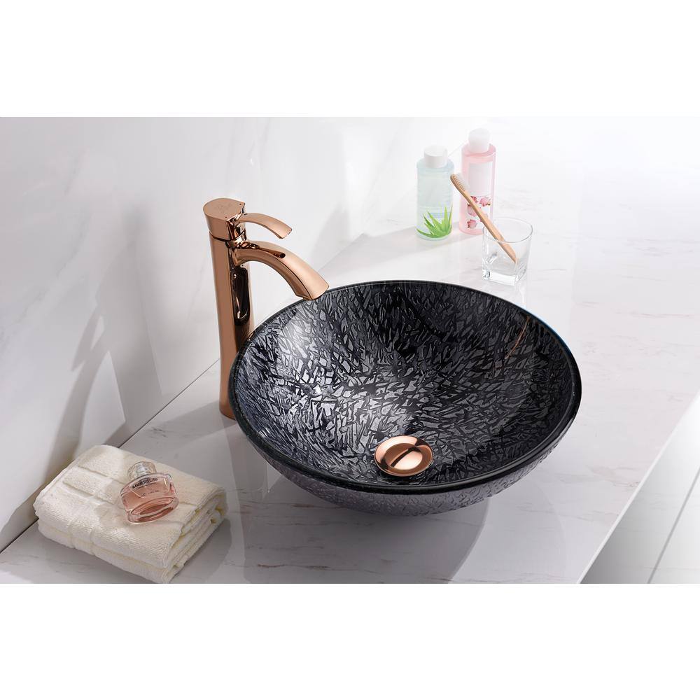 Arctic Sheer 16.5'' Gray Tempered Glass Circular Bathroom Sink