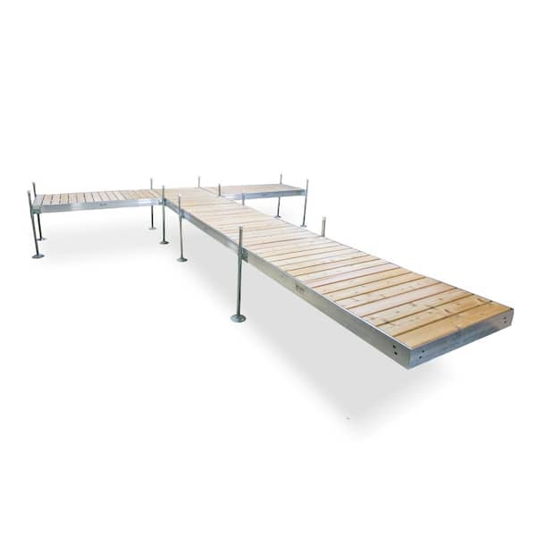 Tommy Docks 24 ft. L T-Style Aluminum Frame with Cedar Decking Complete Dock Package for DIY Dock Designs for Boat Dock Systems