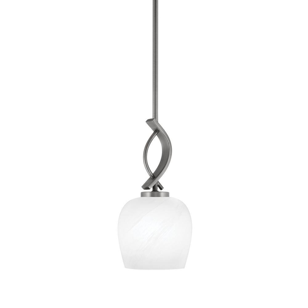 Olympia 1-Light Stem Hung Graphite, Mini Pendant-Light with White ...