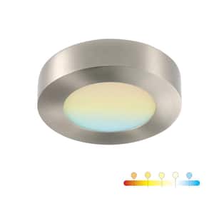 5.5 in. Round Color Selectable Integrated LED Flush Mount Downlight in Brushed Nickel