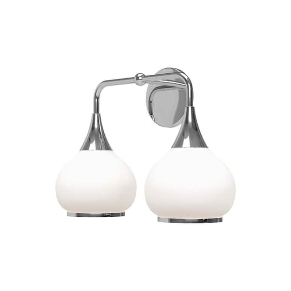ALORA MOOD Hazel 17-in 2 Light 60-Watt Chrome/Opal Matte Glass Vanity Light